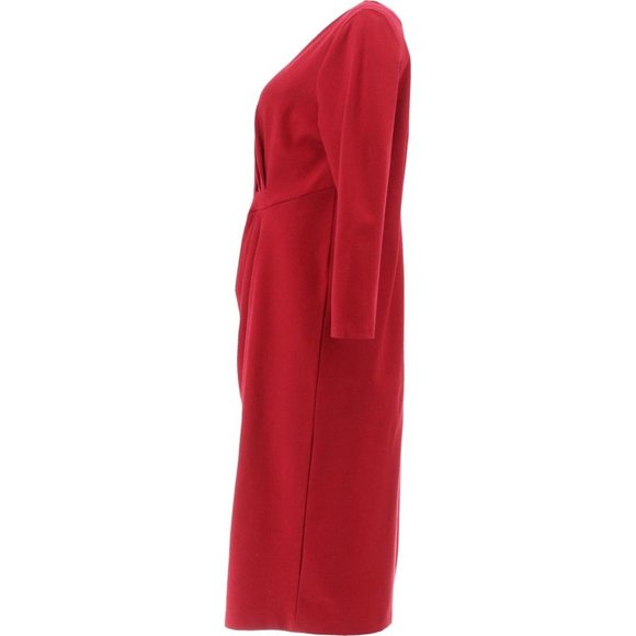 NWT LANDS' END 3/4 SLEEVE PONTE PLEATED COLUMN ZIP BACK DRESS COBALT BLUE 6P - Picture 8 of 12